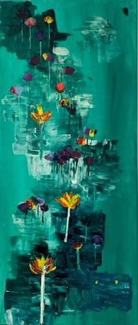 Agbede, Floral Oasis Palettmalerei auf Leinwand, 2020